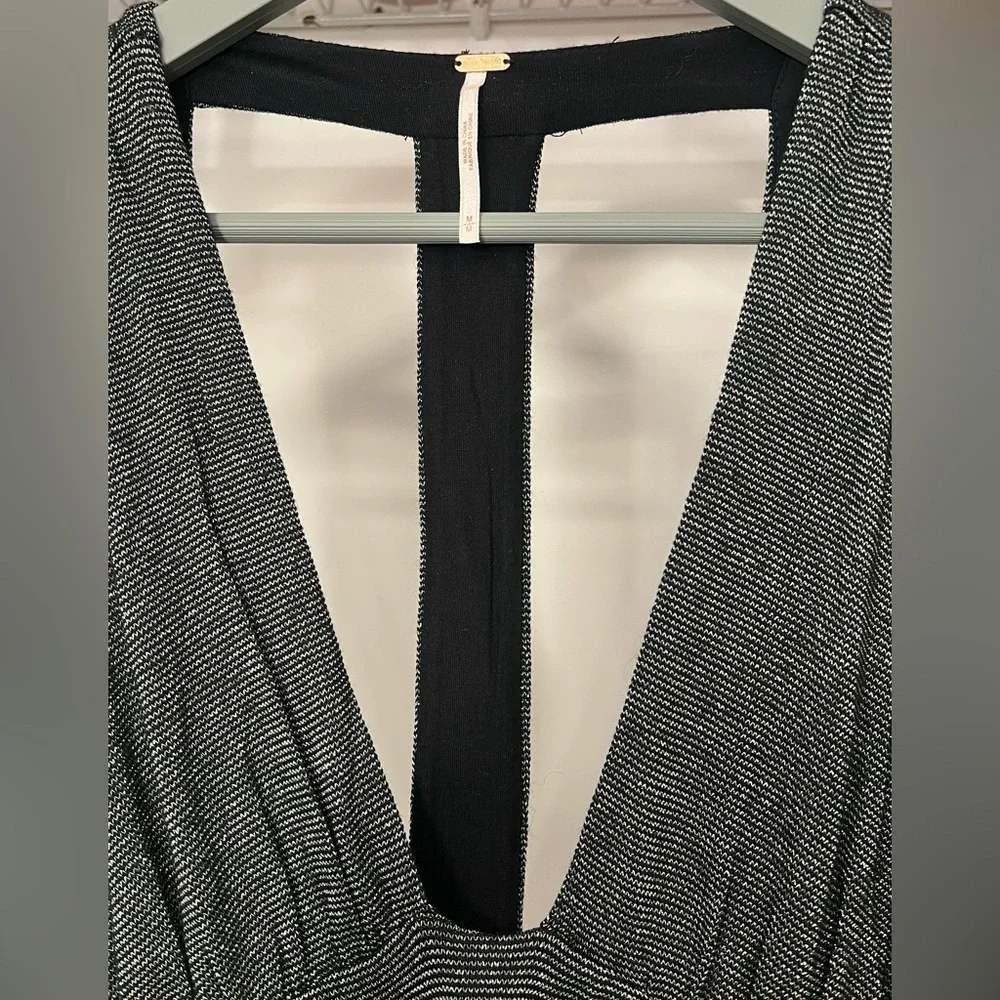Free People Silver Black and Silver Dance Of The Night Midi Dress Size M - Picture 6 of 9